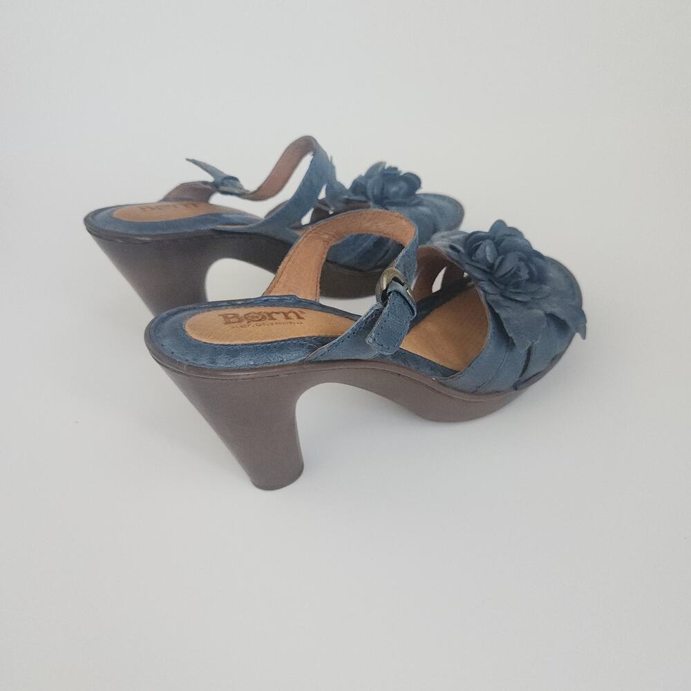 🔥 SOLD 🔥 Born Flower Leather Sandals Blue - Picture 7 of 10